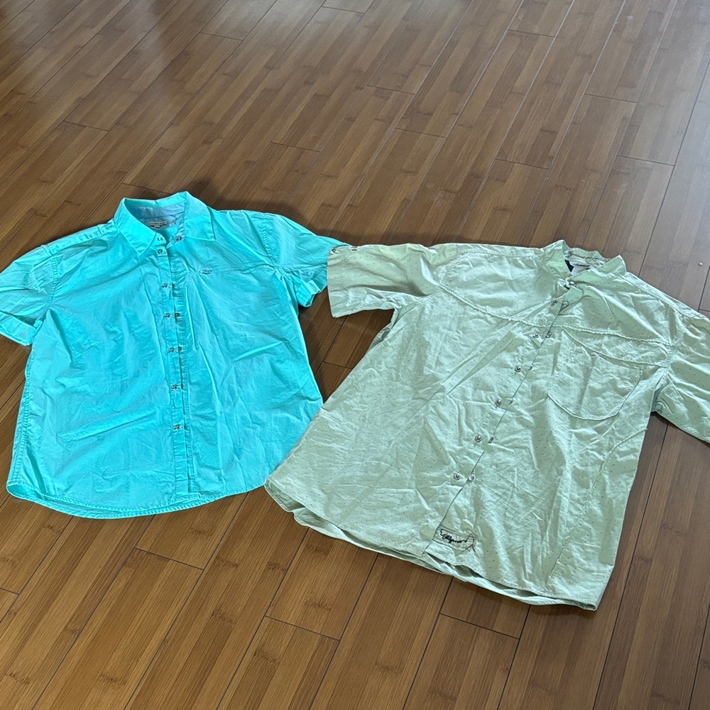 Men's Casual Button Down Shirts - Blue and Green